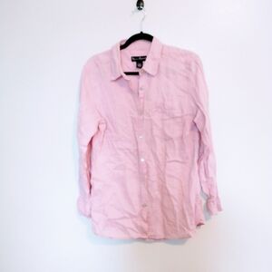 Mercer & Madison 100% linen button up long sleeve pink to with collar size mediu